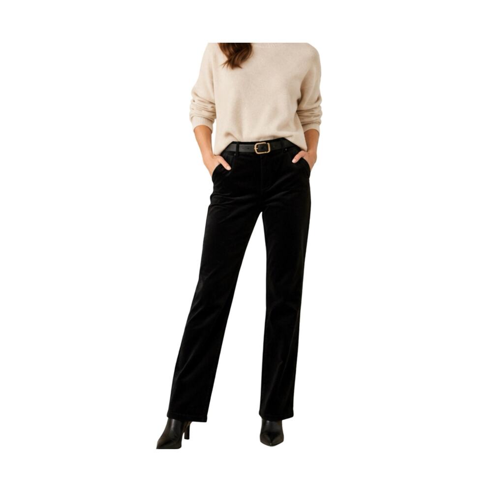 J. McLaughlin Velvet Pants Womens Size 6 Black Straight Stretch Luxe Designer